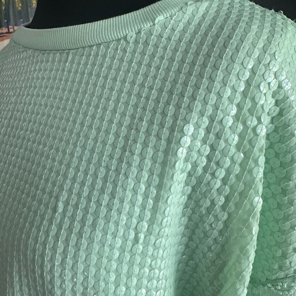 NWT Anthropologie Let Me Be Mint Green Fully Sequined Beaded Dress Size M - Picture 4 of 12